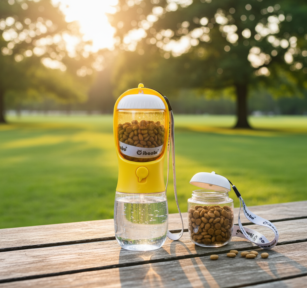 Pet Water Bottle with Food Container