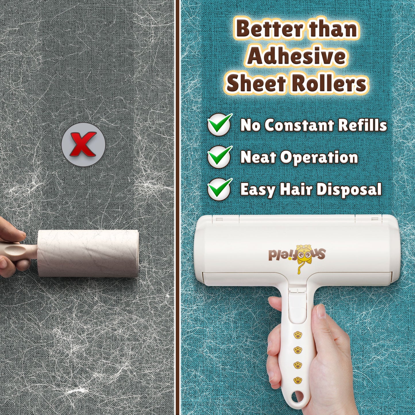 Effortless Pet Hair Removal: Reusable Lint Roller for Dogs & Cats - Your Ultimate Fur-Busting Tool