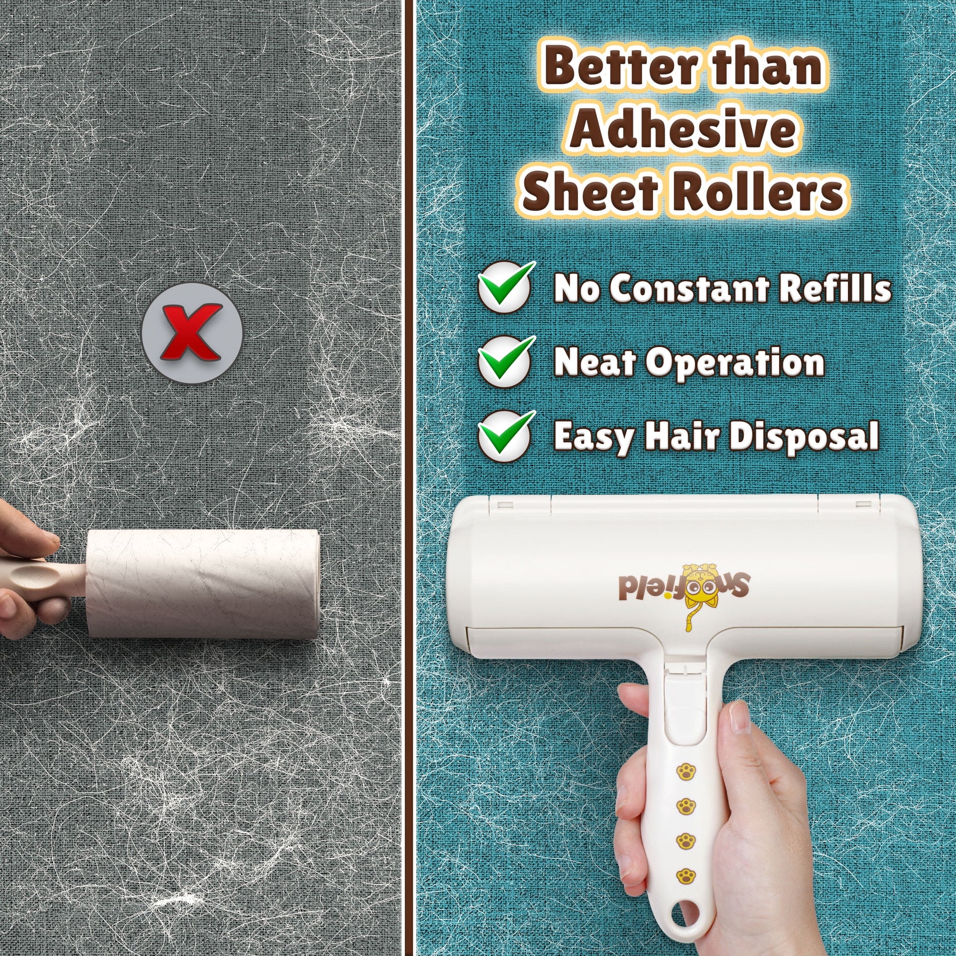 Effortless Pet Hair Removal: Reusable Lint Roller for Dogs & Cats - Your Ultimate Fur-Busting Tool
