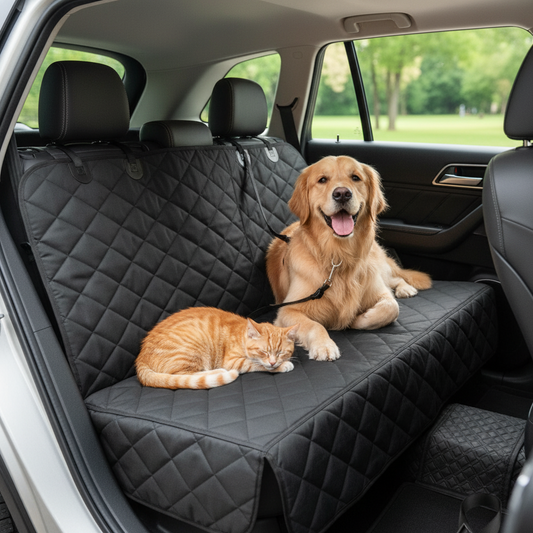 Dog Car Seat Cover, Back Seat Cover for Dogs Pet Car Seat Protector Waterproof Bench Car Seat Cover, Non-Slip Reat Seat Cover Fits Middle Armrest for Most Cars Trucks Suvs - Black