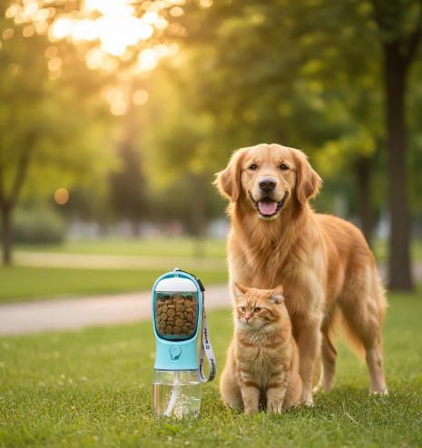 Pet Water Bottle with Food Container