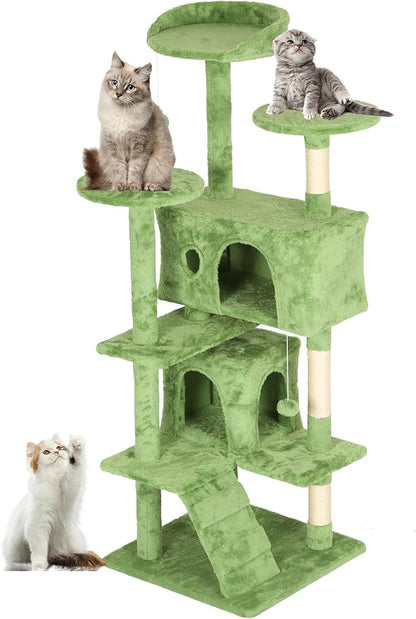 Cat Tree 54In Cat Tower Multi-Level Durable Cat Scratching Post & Cozy Fun Cat Jumping Platform Space Saving Cat Condo Pet Play House for Indoor Cats,Dark Gray