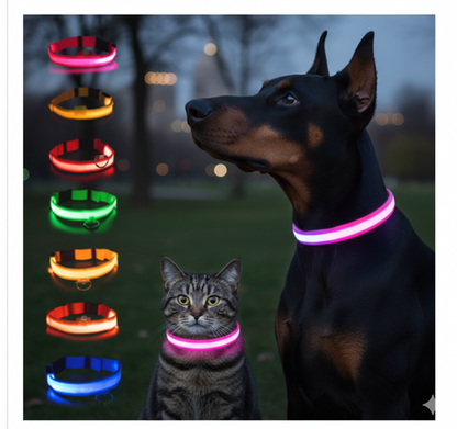 Illuminate Your Dog's Safety with the Adjustable LED Glowing Dog Collar - Rechargeable, Flashing, and Perfect for Nighttime Adventures!