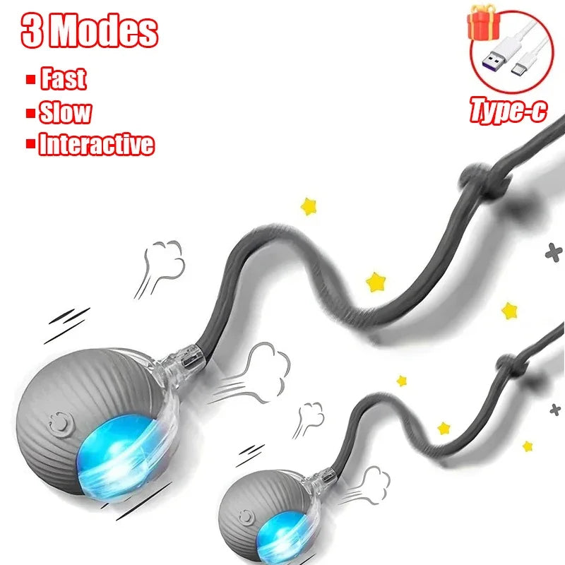 1~3Pcs Cat Interactive Ball Toy Automatic Rolling Ball Tail Rechargeable Smart Pet Electric Toy Dog Cat Training Imitate Mouse