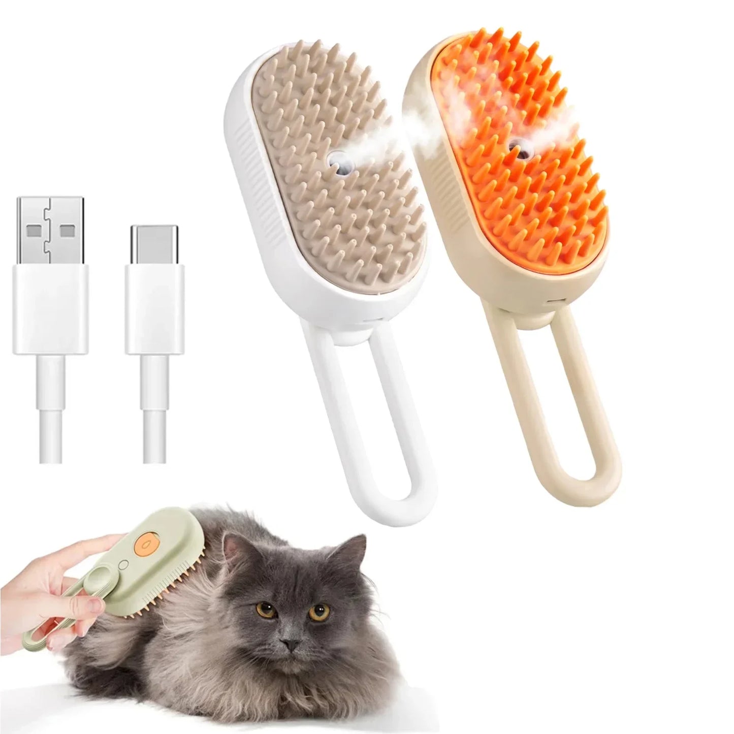 Transform Your Pet's Grooming Routine with the 3-in-1 Steam Pet Brush: Effortless Hair Removal, Massage, and Cleanliness for Cats and Dogs