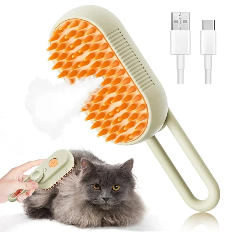 Transform Your Pet's Grooming Routine with the 3-in-1 Steam Pet Brush: Effortless Hair Removal, Massage, and Cleanliness for Cats and Dogs