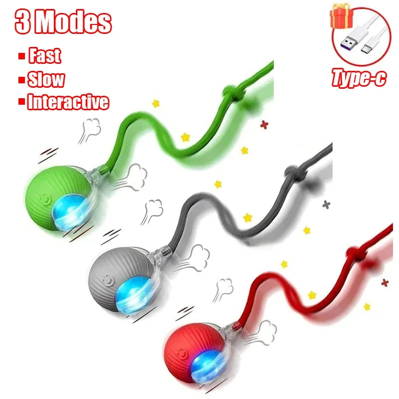 1~3Pcs Cat Interactive Ball Toy Automatic Rolling Ball Tail Rechargeable Smart Pet Electric Toy Dog Cat Training Imitate Mouse