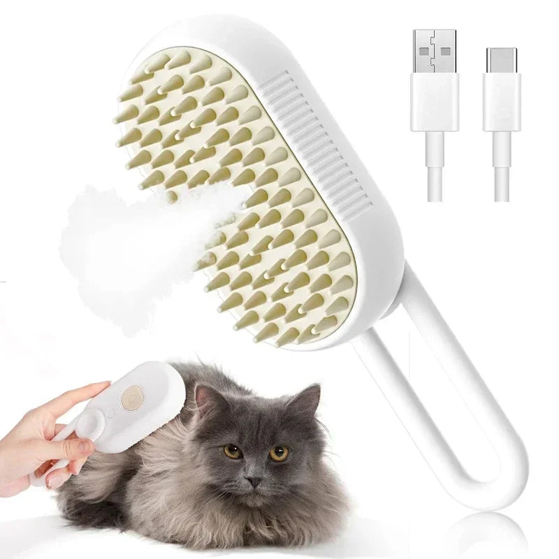 Transform Your Pet's Grooming Routine with the 3-in-1 Steam Pet Brush: Effortless Hair Removal, Massage, and Cleanliness for Cats and Dogs