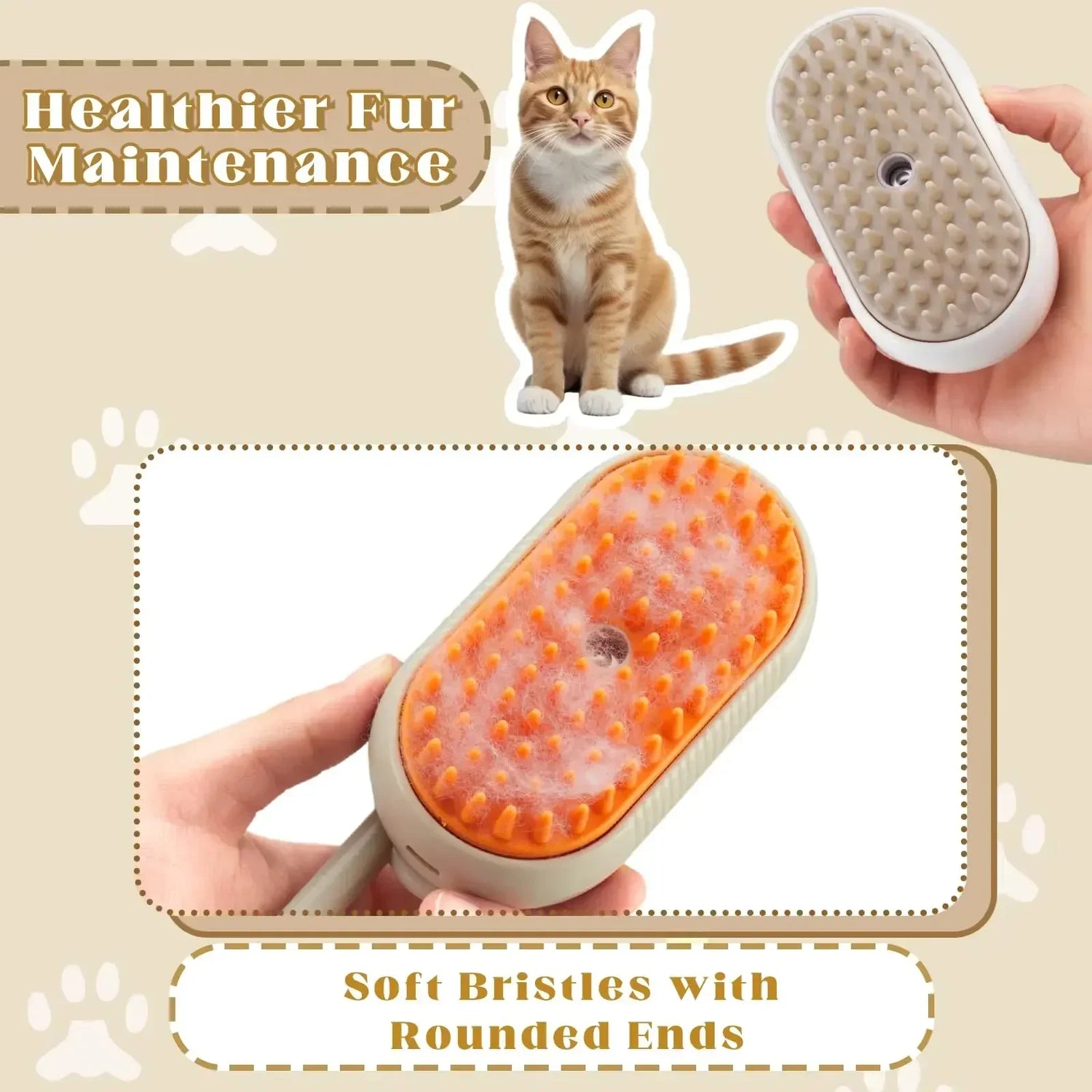 Transform Your Pet's Grooming Routine with the 3-in-1 Steam Pet Brush: Effortless Hair Removal, Massage, and Cleanliness for Cats and Dogs