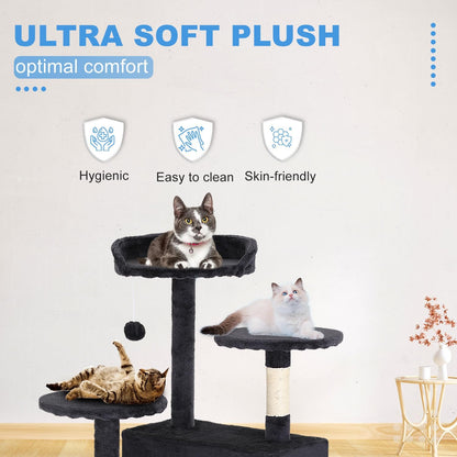 Cat Tree 54In Cat Tower Multi-Level Durable Cat Scratching Post & Cozy Fun Cat Jumping Platform Space Saving Cat Condo Pet Play House for Indoor Cats,Dark Gray